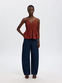 V-NECK SPAGHETTI STRAP TOP, Cherry Mahogany, highres