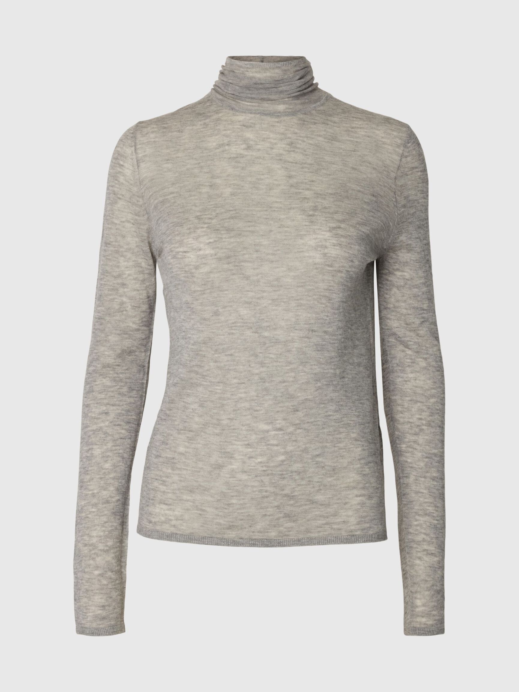 MERINO YÜN BALIKÇI YAKA, Light Grey Melange, highres