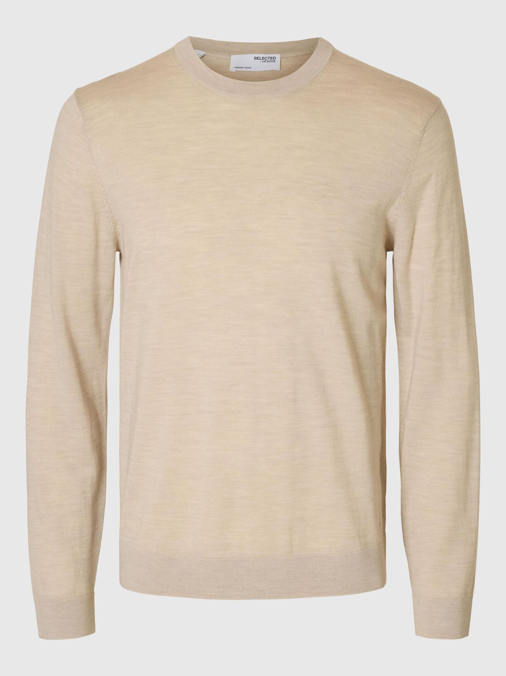 MERINO YÜN BISIKLET YAKA KAZAK, Oatmeal, highres