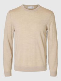 MERINO YÜN BISIKLET YAKA KAZAK, Oatmeal, highres