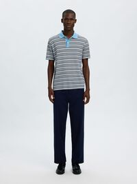 ÇIZGILI KISA KOLLU POLO ÖRGÜ POLO TIŞÖRT, Egret, highres