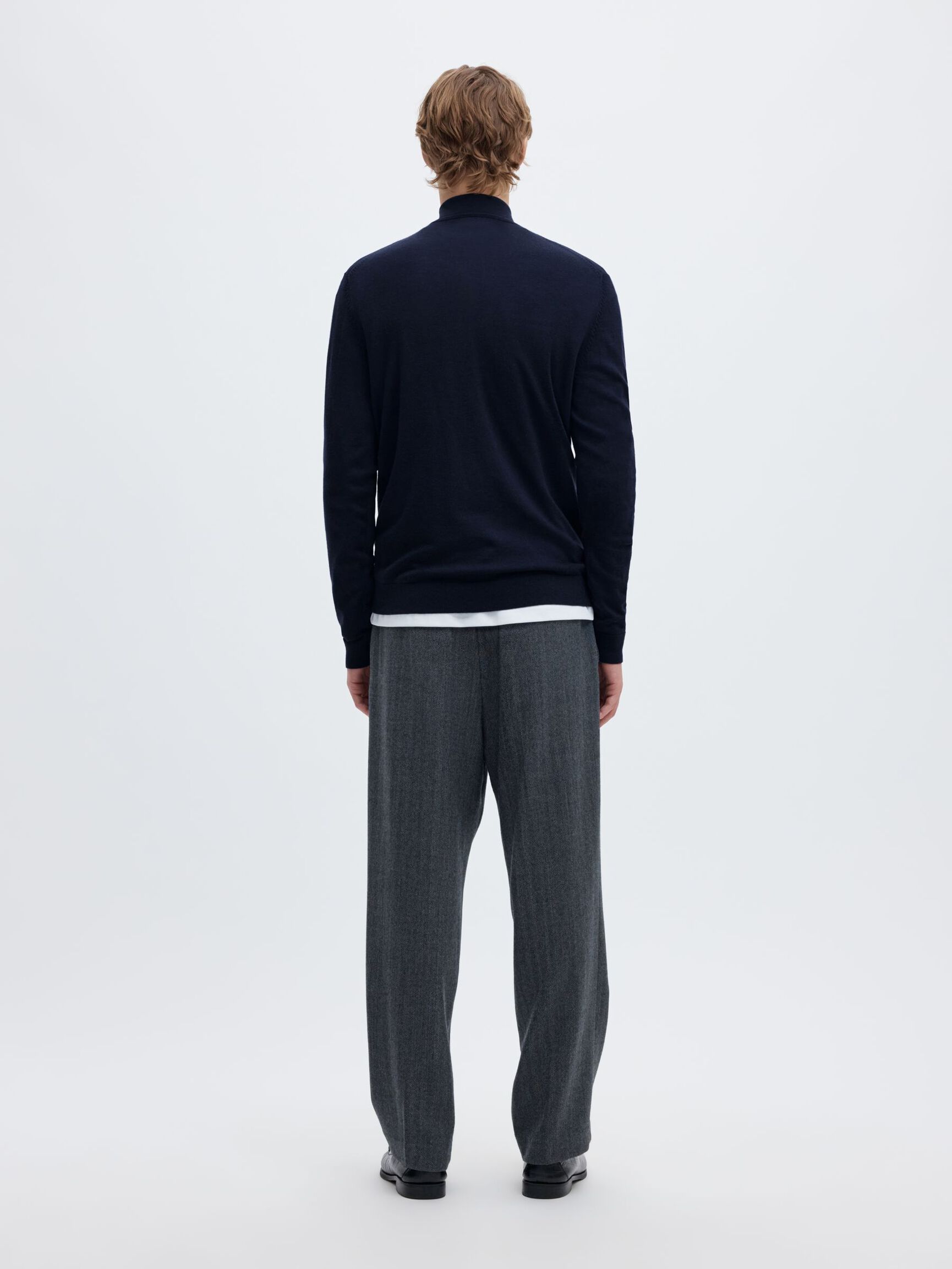 100% MERINO WOOL HALF-ZIP JUMPER, Navy Blazer, highres