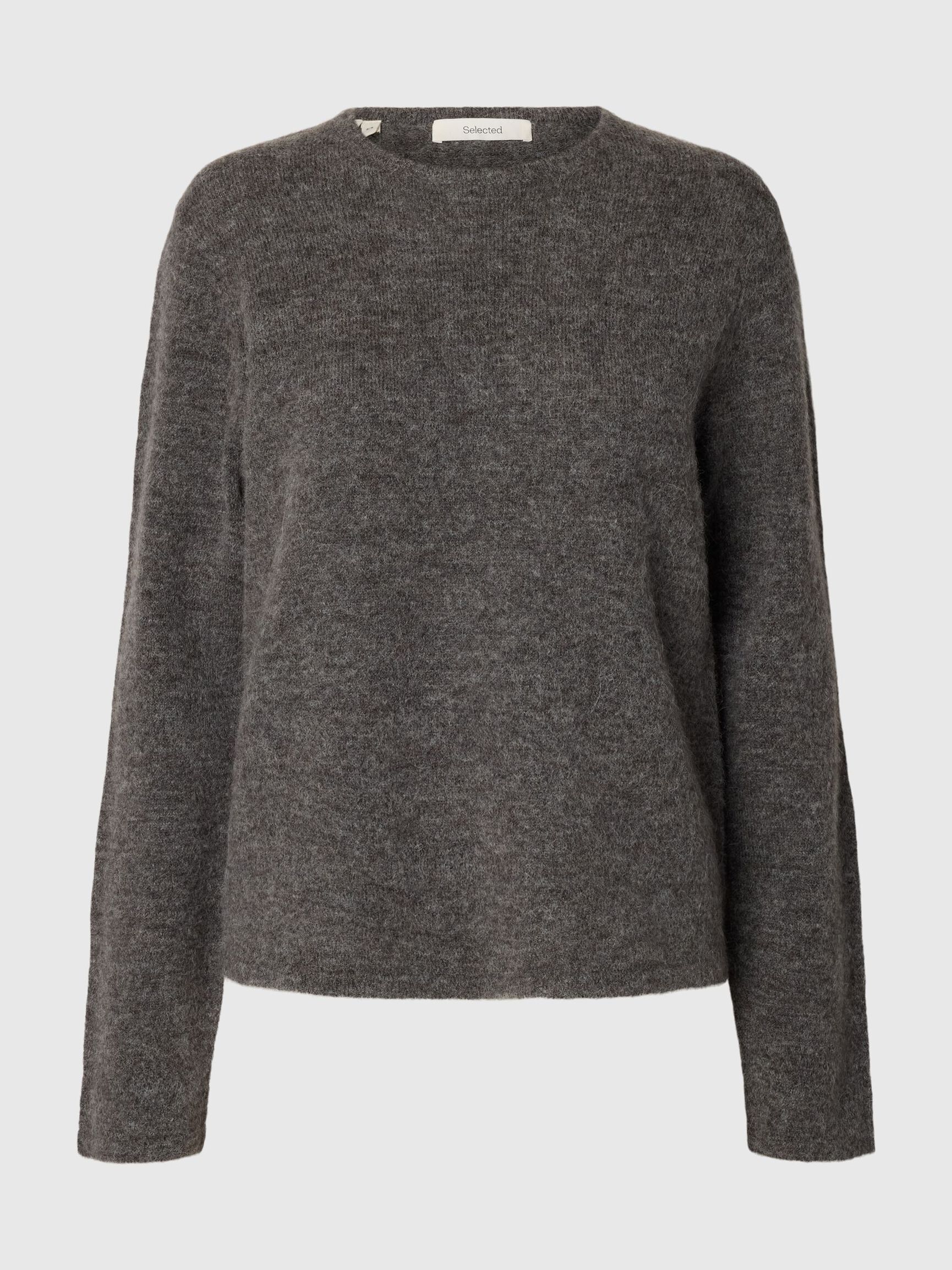 YÜN KARIŞIMLI BISIKLET YAKA TRIKO ÖRGÜ KAZAK, Medium Grey Melange, highres