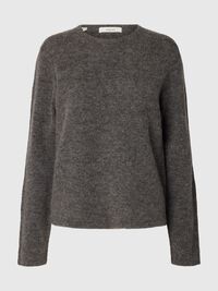 YÜN KARIŞIMLI BISIKLET YAKA TRIKO ÖRGÜ KAZAK, Medium Grey Melange, highres