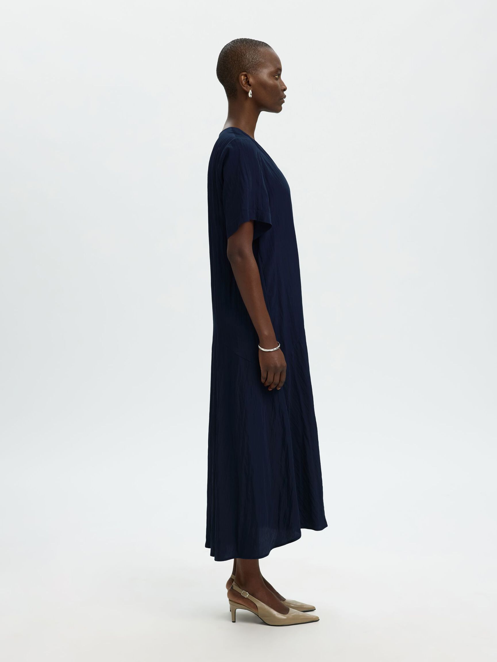 VISCOSE BLEND MAXI DRESS, Dark Sapphire, highres
