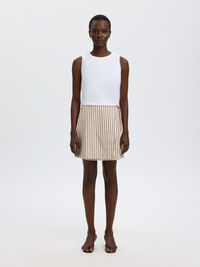 COTTON BLEND MINI WRAP SKIRT, Egret, highres