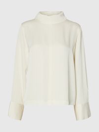 HIGH NECK LONG SLEEVED BLOUSE, Egret, highres