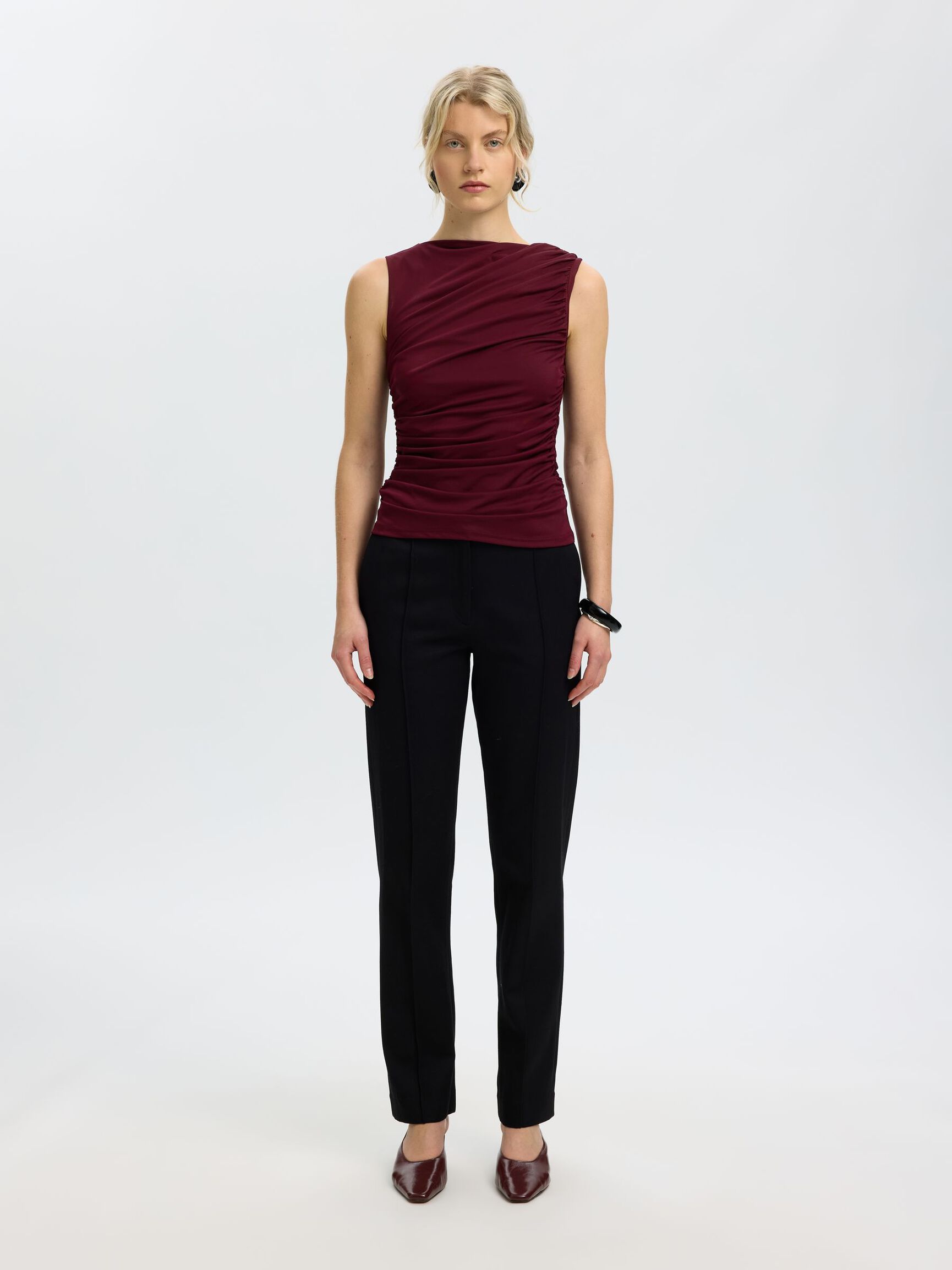 FITTED BLOUSE, Tawny Port, highres
