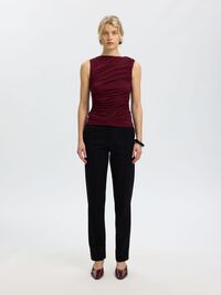 FITTED BLOUSE, Tawny Port, highres
