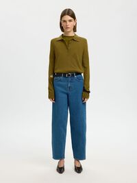 MERINO YÜN YAKALI KAZAK, Fir Green, highres