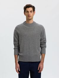 KAŞMIR KARIŞIMLI BISIKLET YAKA TRIKO KAZAK, Medium Grey Melange, highres