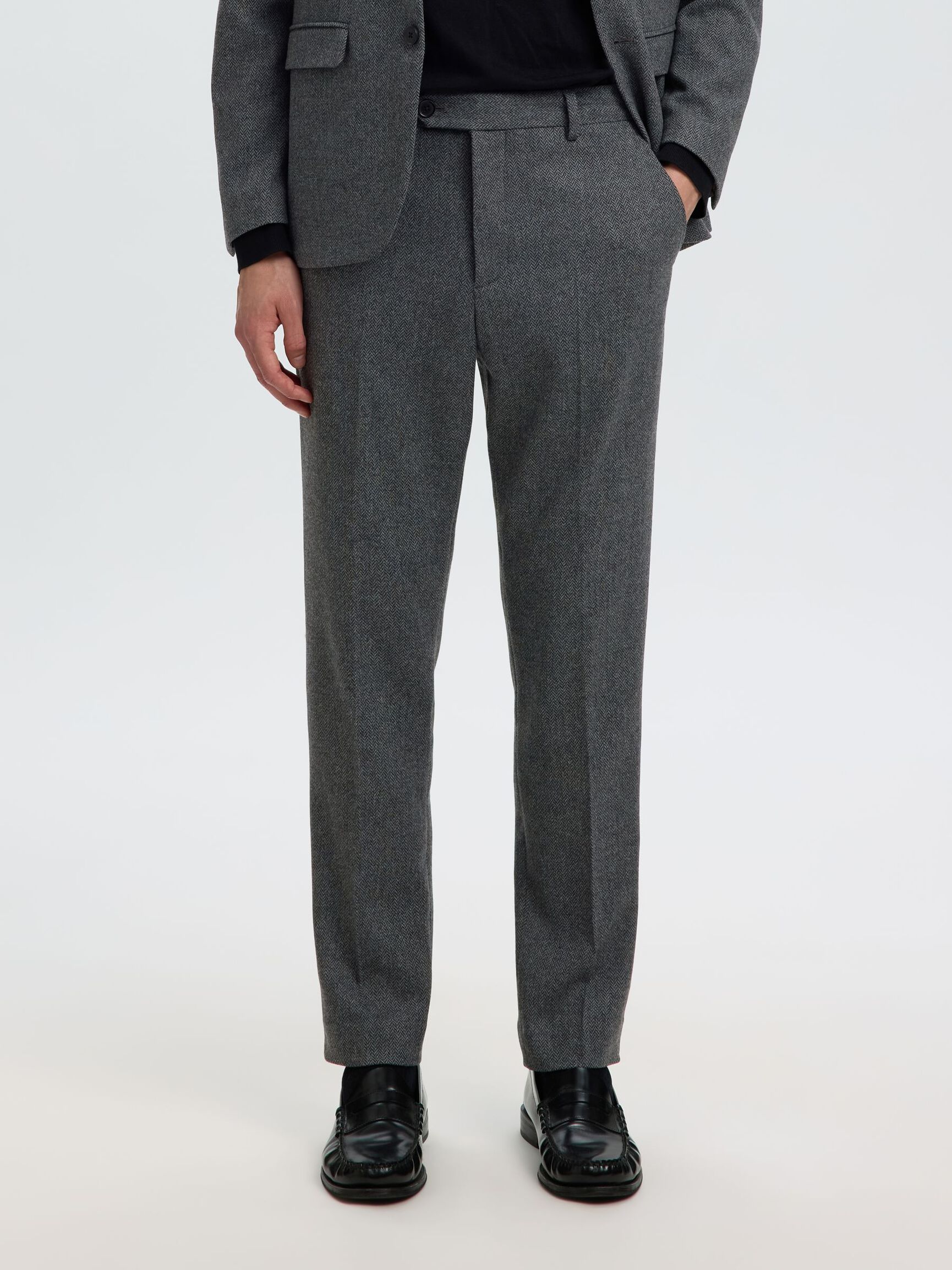 SLIM FIT YÜN PANTOLON, Dark Grey Melange, highres