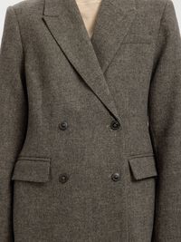 YÜN KARIŞIMLI KRUVAZE BLAZER ÇIFT DÜĞMELI BLAZER, Brownie, highres