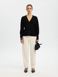 COTTON CARDIGAN, Black, highres