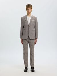 SLIM FIT SINGLE-BREASTED BLAZER, Dark Sand Melange, highres