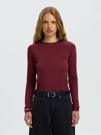 UZUN KOLLU BISIKLET YAKA BLUZ UZUN KOLLU TIŞÖRT, Tawny Port, highres