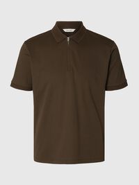 ZIPPER KNITTED POLO SHIRT, Delicioso, highres