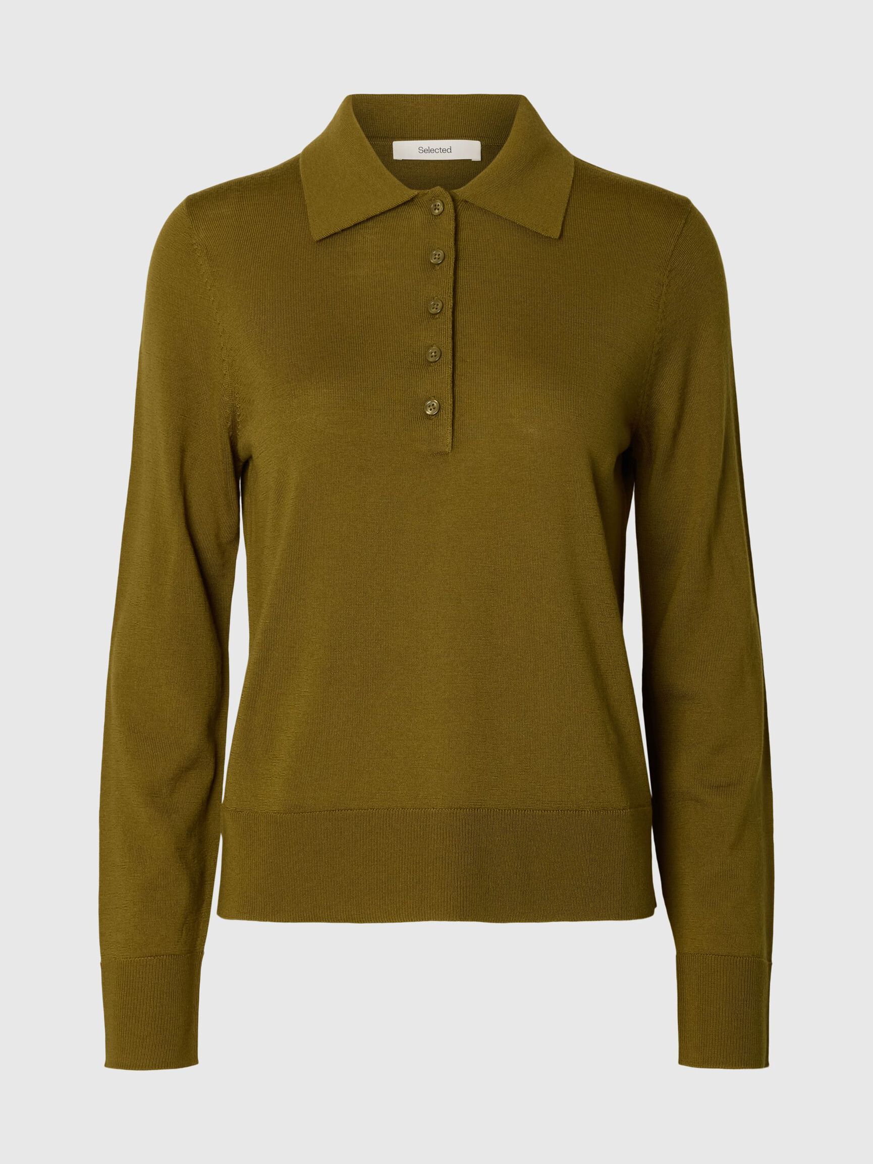 MERINO YÜN YAKALI KAZAK, Fir Green, highres