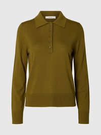 MERINO YÜN YAKALI KAZAK, Fir Green, highres