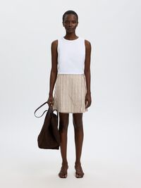 COTTON BLEND MINI WRAP SKIRT, Egret, highres