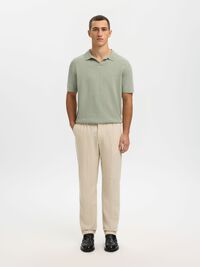 SHORT SLEEVED KNITTED POLO SHIRT, Aqua Gray, highres