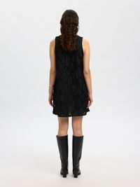 V-NECK MINI DRESS, Black, highres