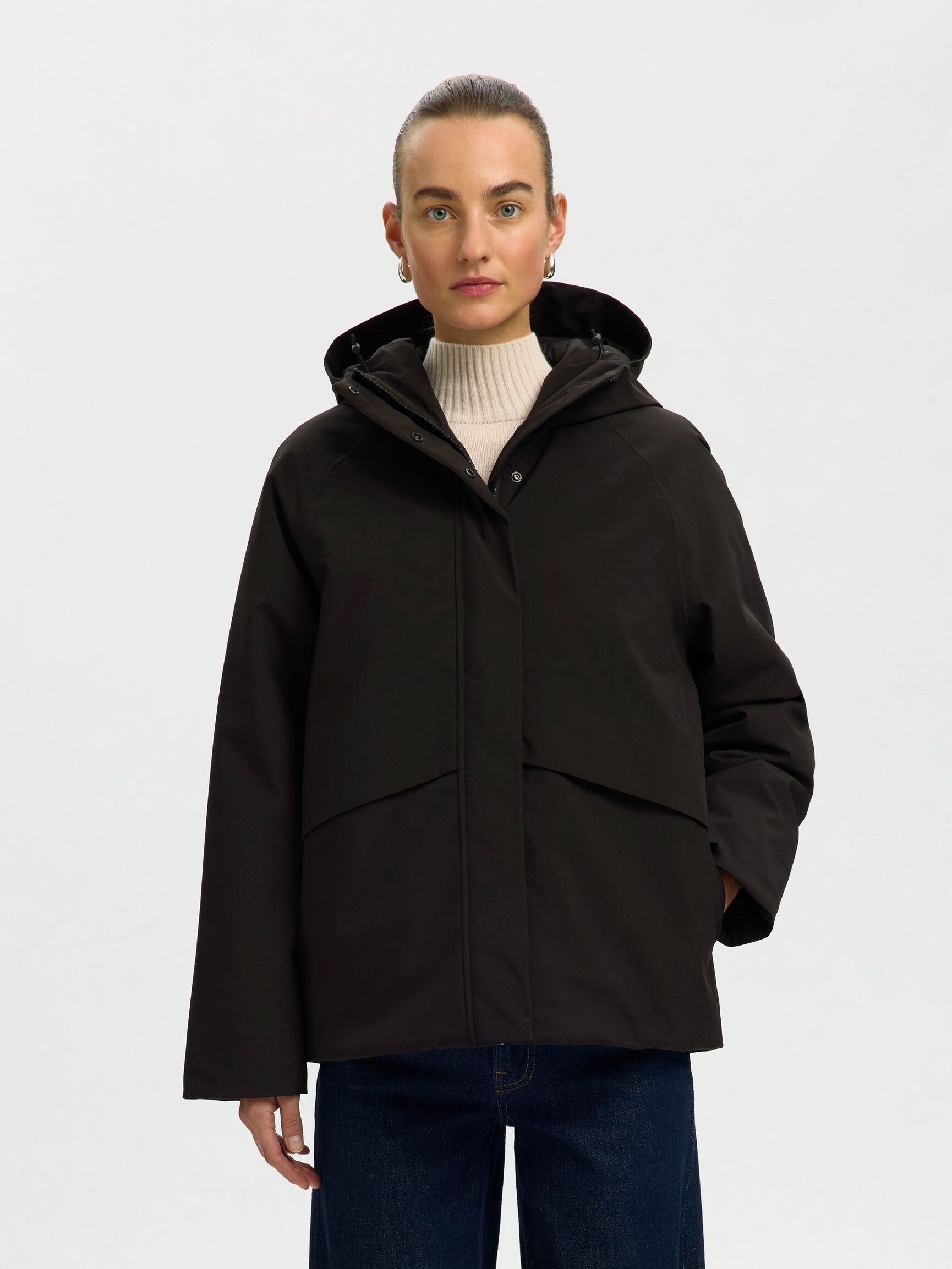 TEKNIK KUMAŞ DOLGULU CEKET, Black, highres