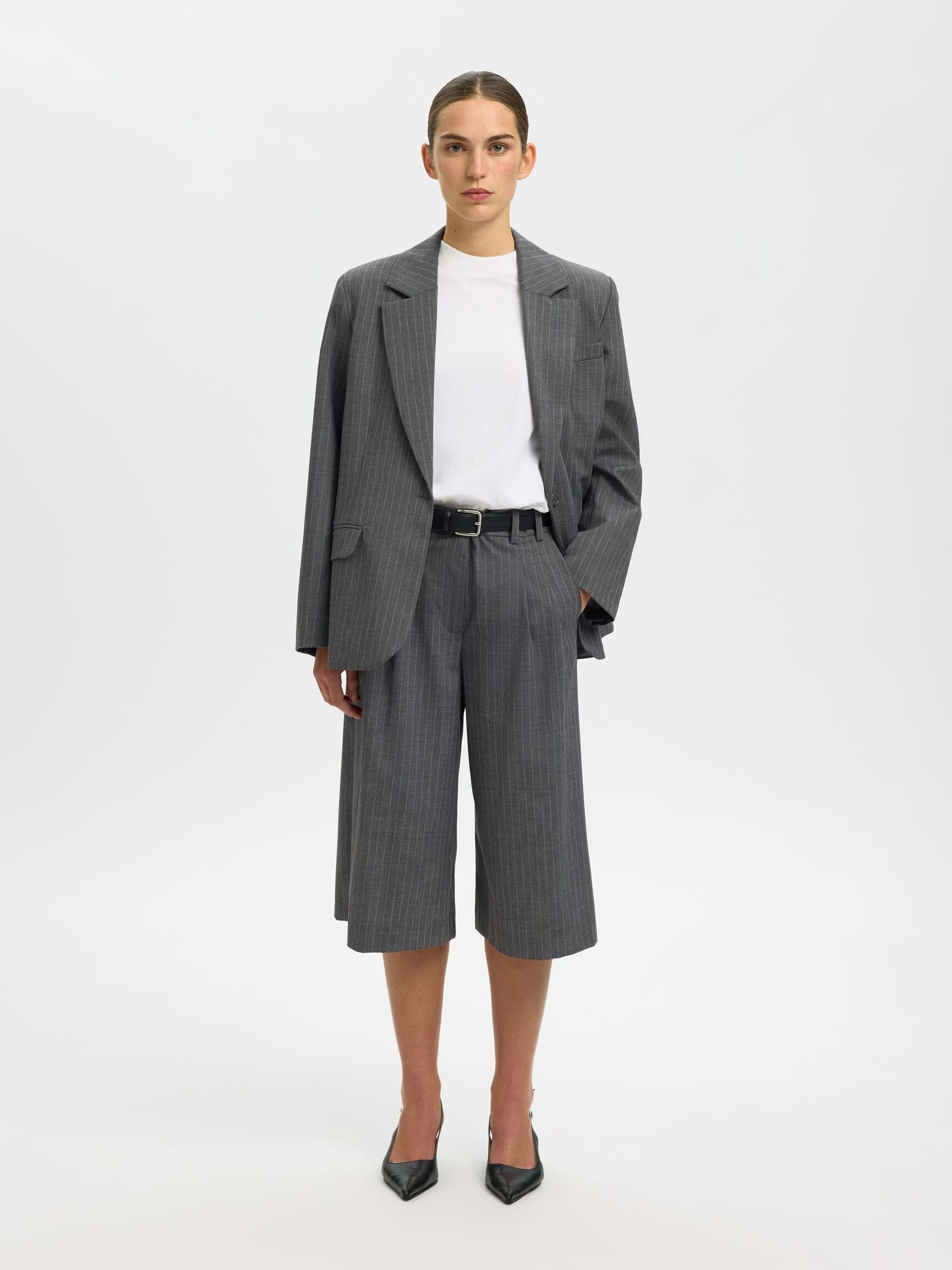 OVERSIZED PINSTRIPED BLAZER, Cool Grey, highres
