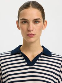 RELAXED FIT LONG-SLEEVED POLO, Dark Sapphire, highres