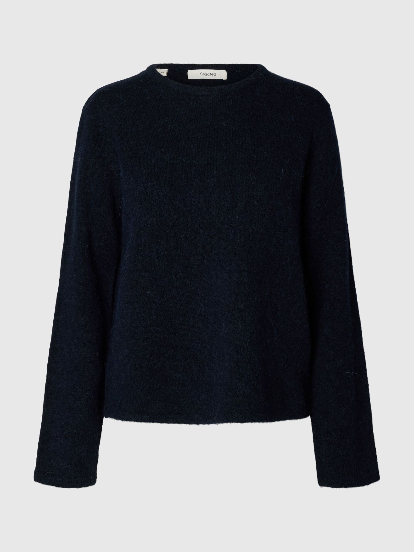 WOOL BLEND KNITTED PULLOVER, Dark Sapphire, highres
