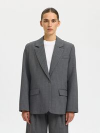 OVERSIZED PINSTRIPED BLAZER, Cool Grey, highres