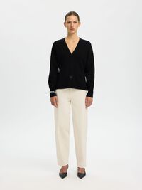 COTTON CARDIGAN, Black, highres