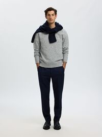 BISIKLET YAKA KAZAK, Light Grey Melange, highres