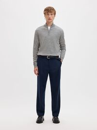 100% MERINO WOOL HALF-ZIP JUMPER, Medium Grey Melange, highres