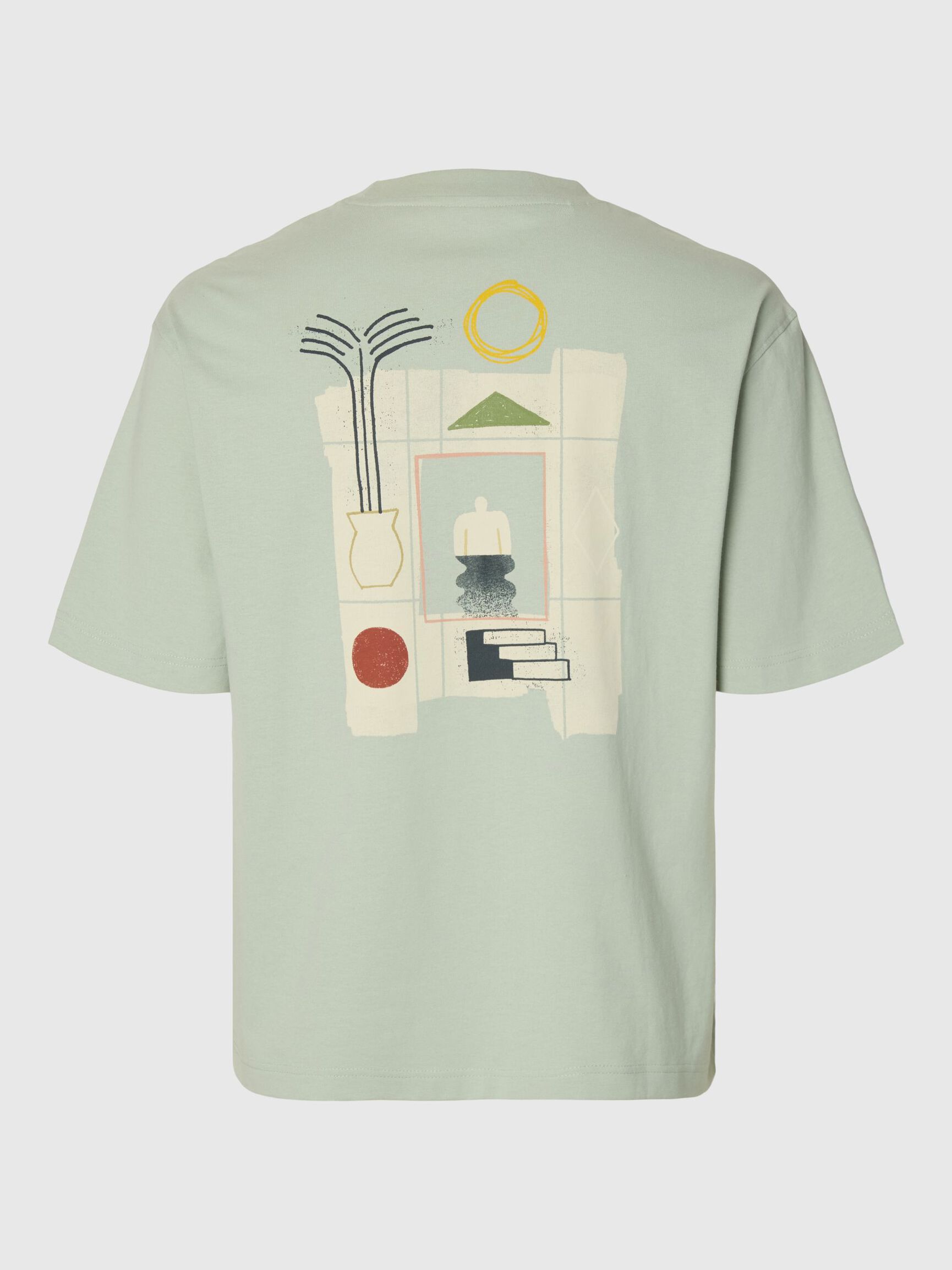 RELAXED FIT BASKILI TIŞÖRT TIŞÖRT, Aqua Gray, highres