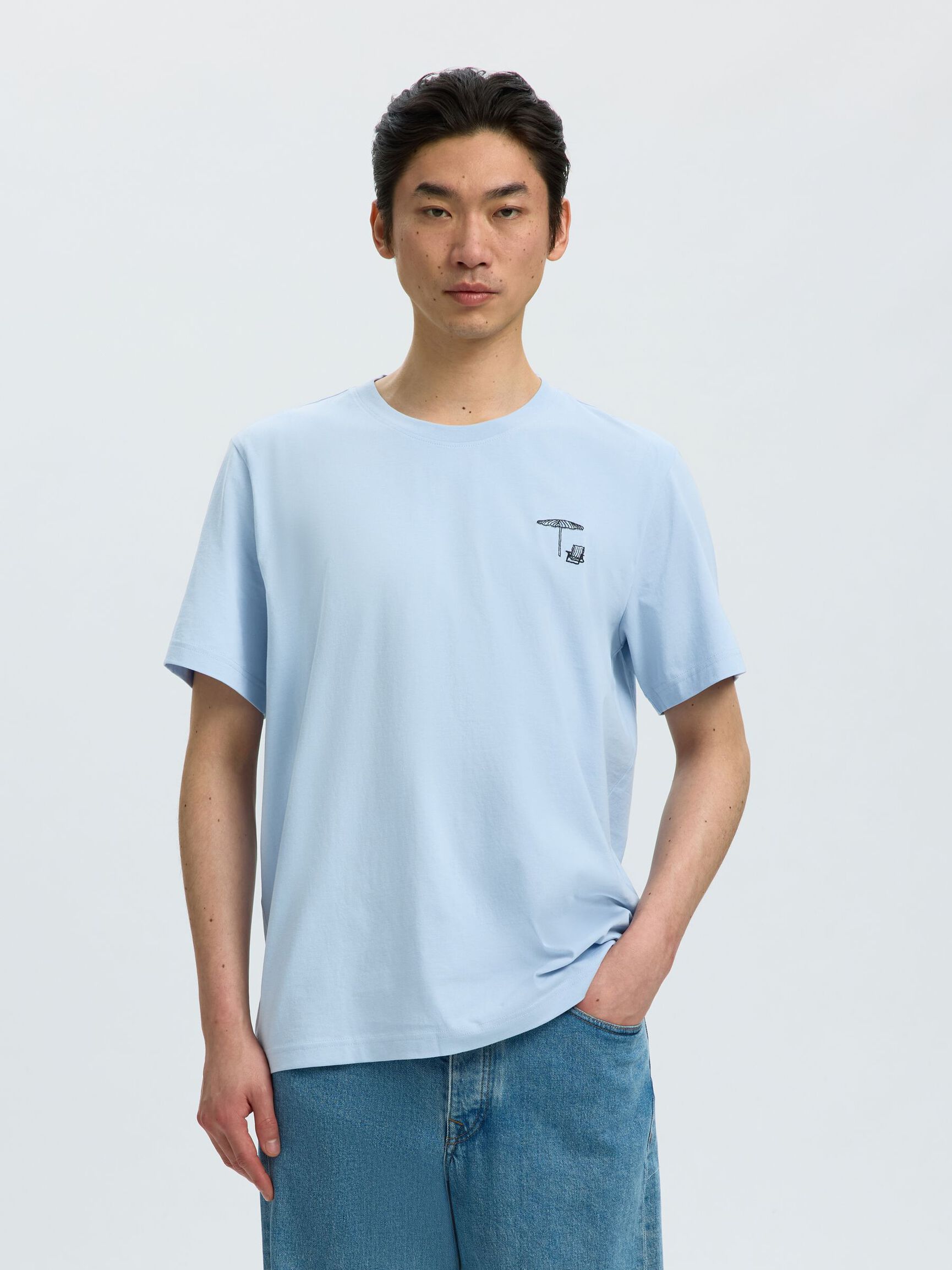 NAKIŞLI BISIKLET YAKA TIŞÖRT TIŞÖRT, Cashmere Blue, highres