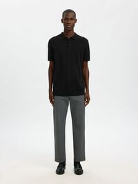 KNITTED POLO SHIRT, Black, highres