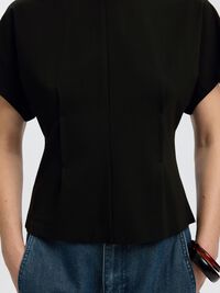 KISA KOLLU BLUZ TIŞÖRT, Black, highres
