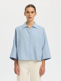 OVERSIZED 3/4 SLEEVED SHIRT, Cashmere Blue, highres
