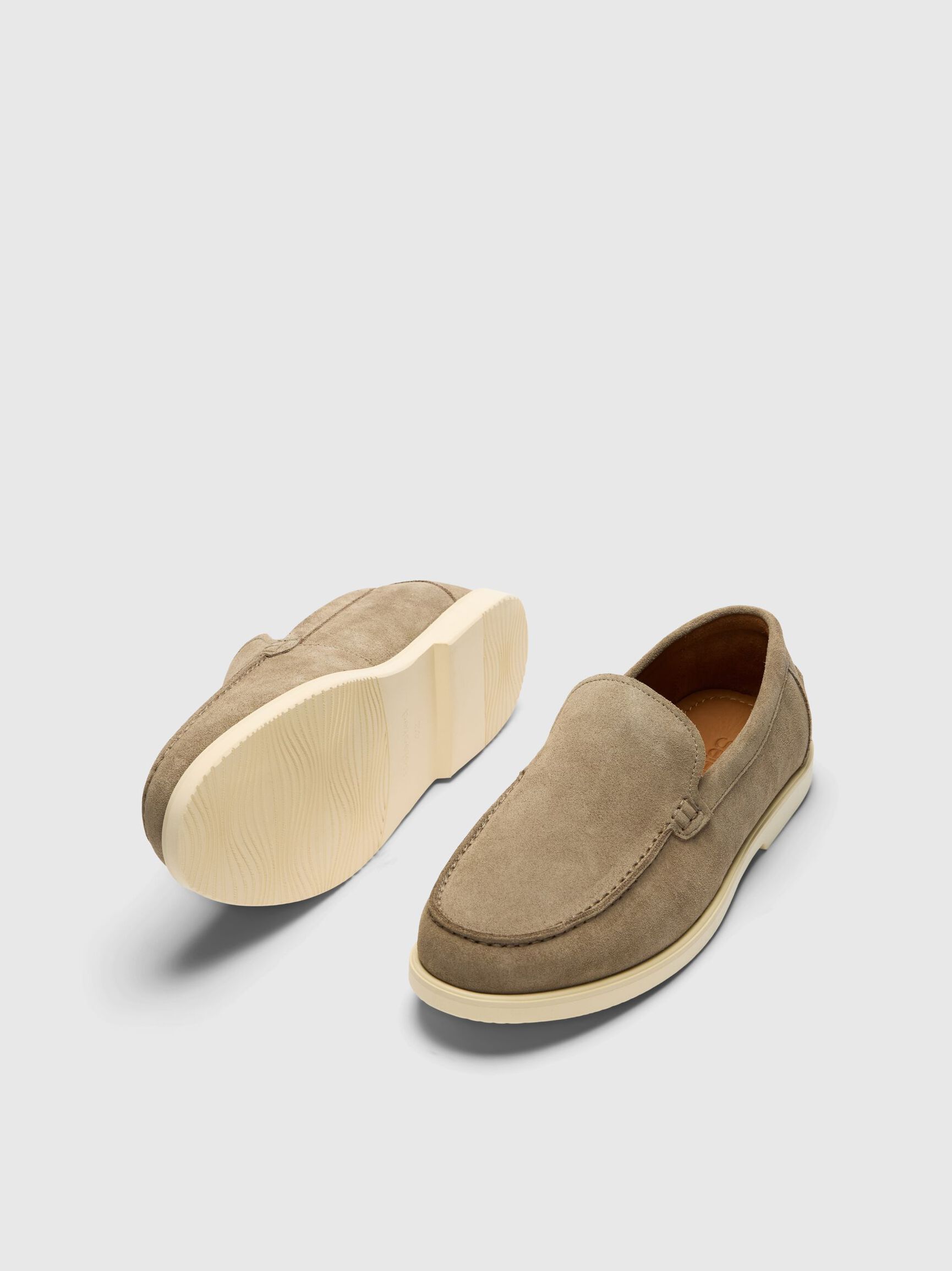 SLIP ON SUEDE LOAFERS, Greige, highres