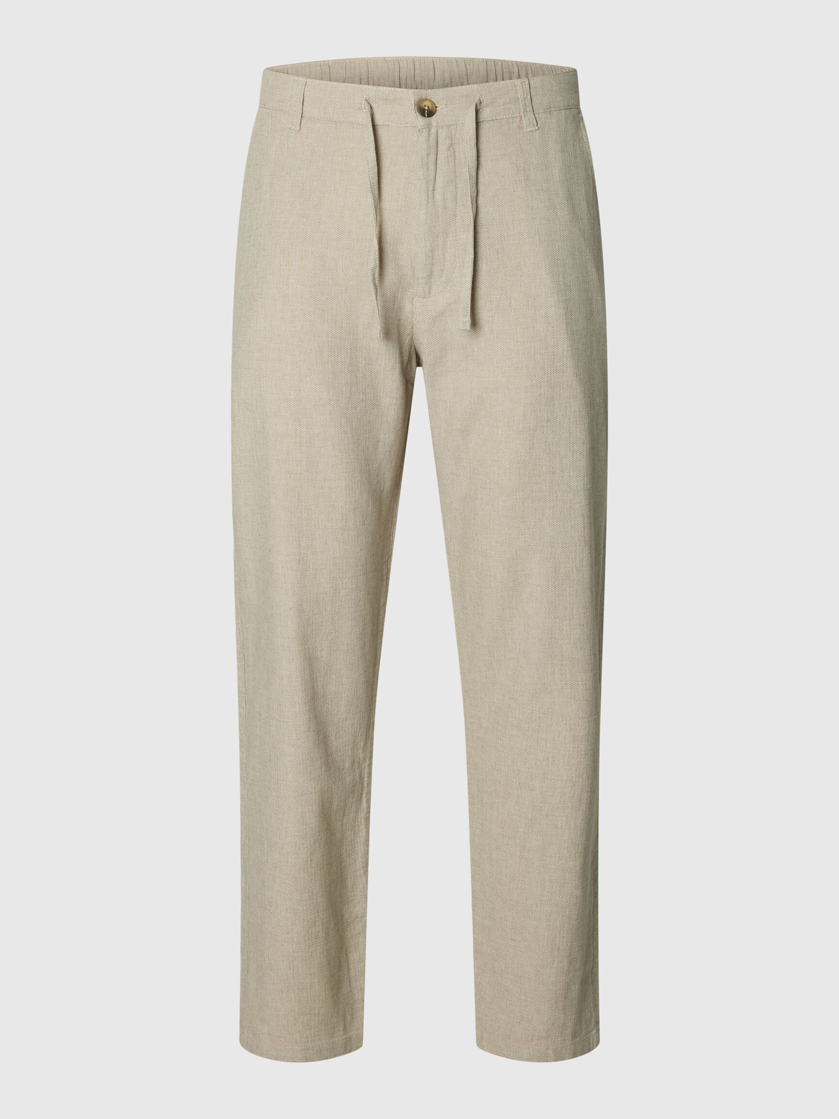 SLIM TAPERED LINEN BLEND TROUSERS, Vetiver, highres