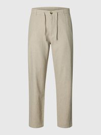 SLIM TAPERED LINEN BLEND TROUSERS, Vetiver, highres
