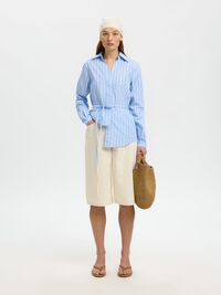 BAĞLAMA DETAYLI POPLIN GÖMLEK UZUN KOLLU GÖMLEK, Cashmere Blue, highres