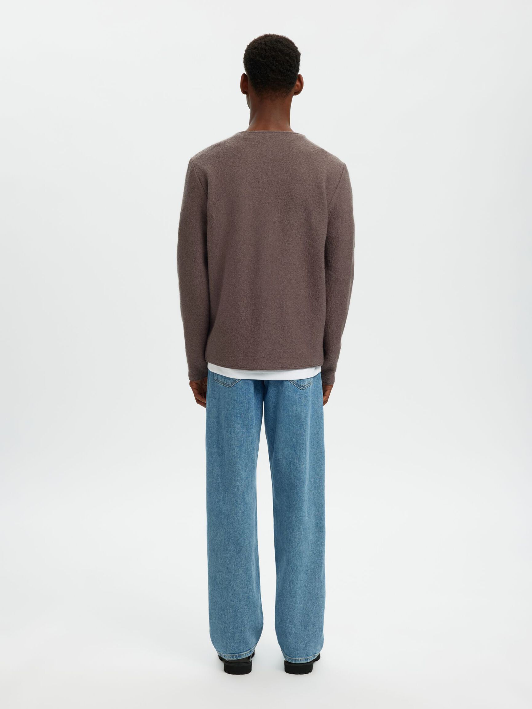 WOOL CARDIGAN, Morel, highres