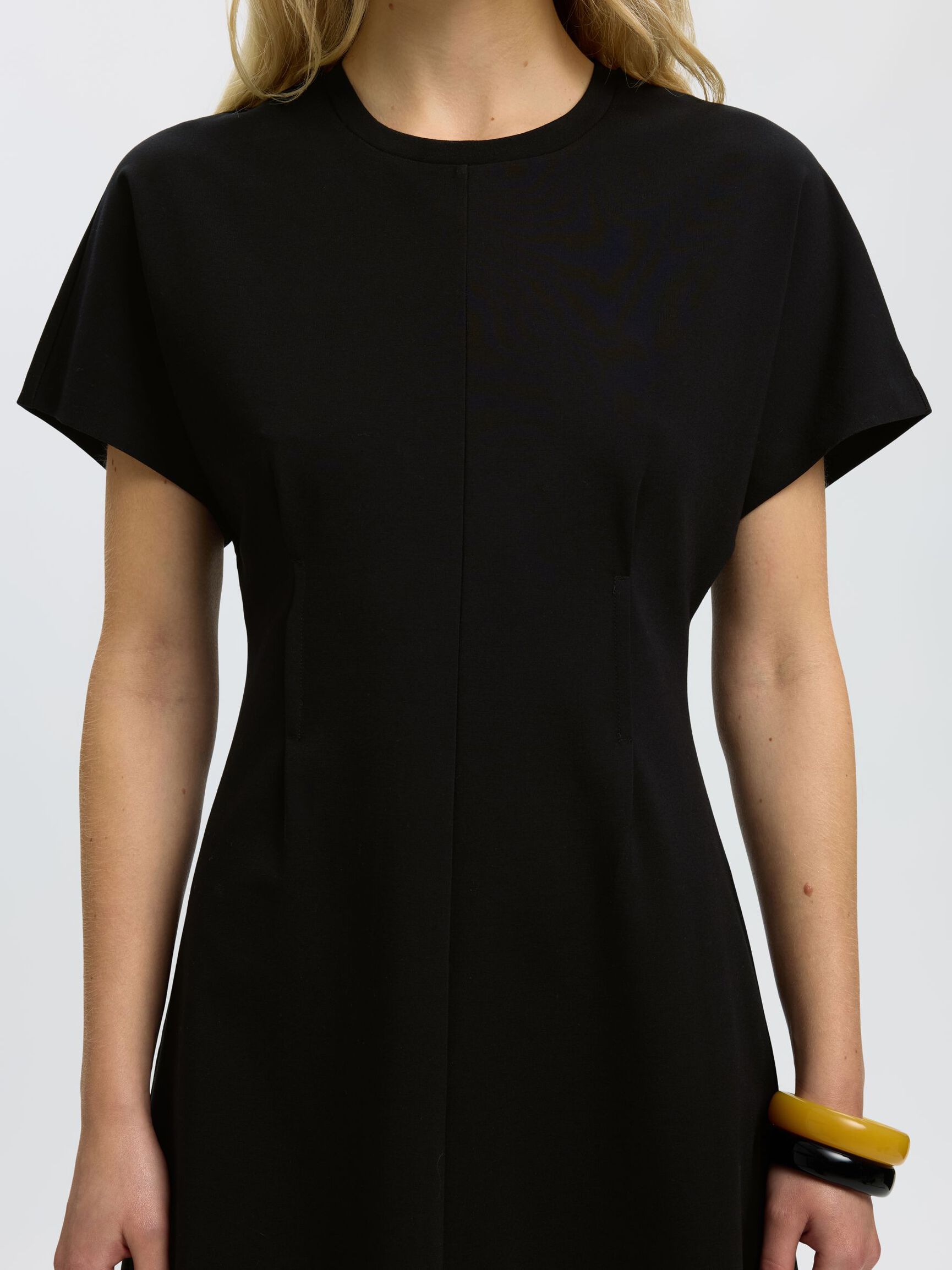 KISA KOLLU MINI ELBISE, Black, highres
