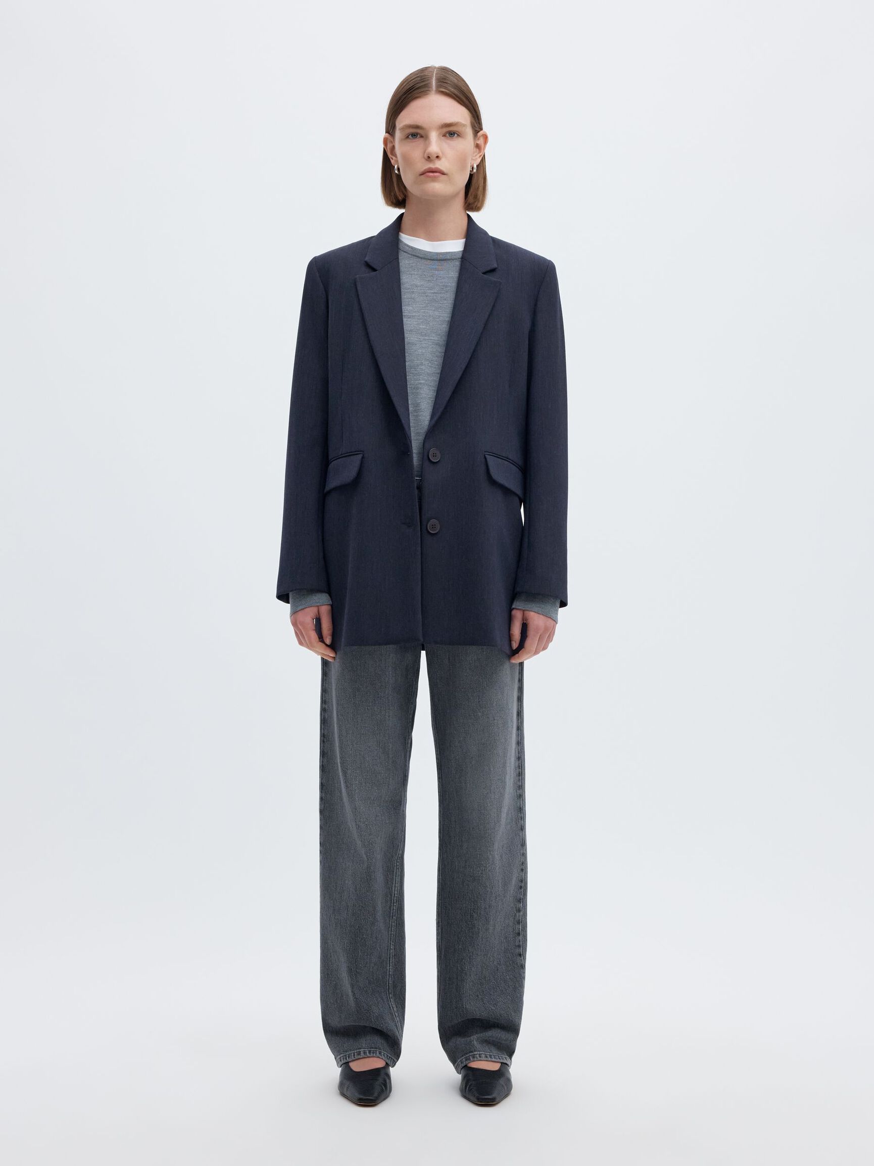 VISCOSE BLEND OVERSIZED BLAZER, Dark Sapphire, highres
