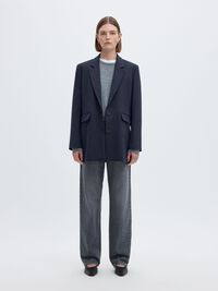 VISCOSE BLEND OVERSIZED BLAZER, Dark Sapphire, highres