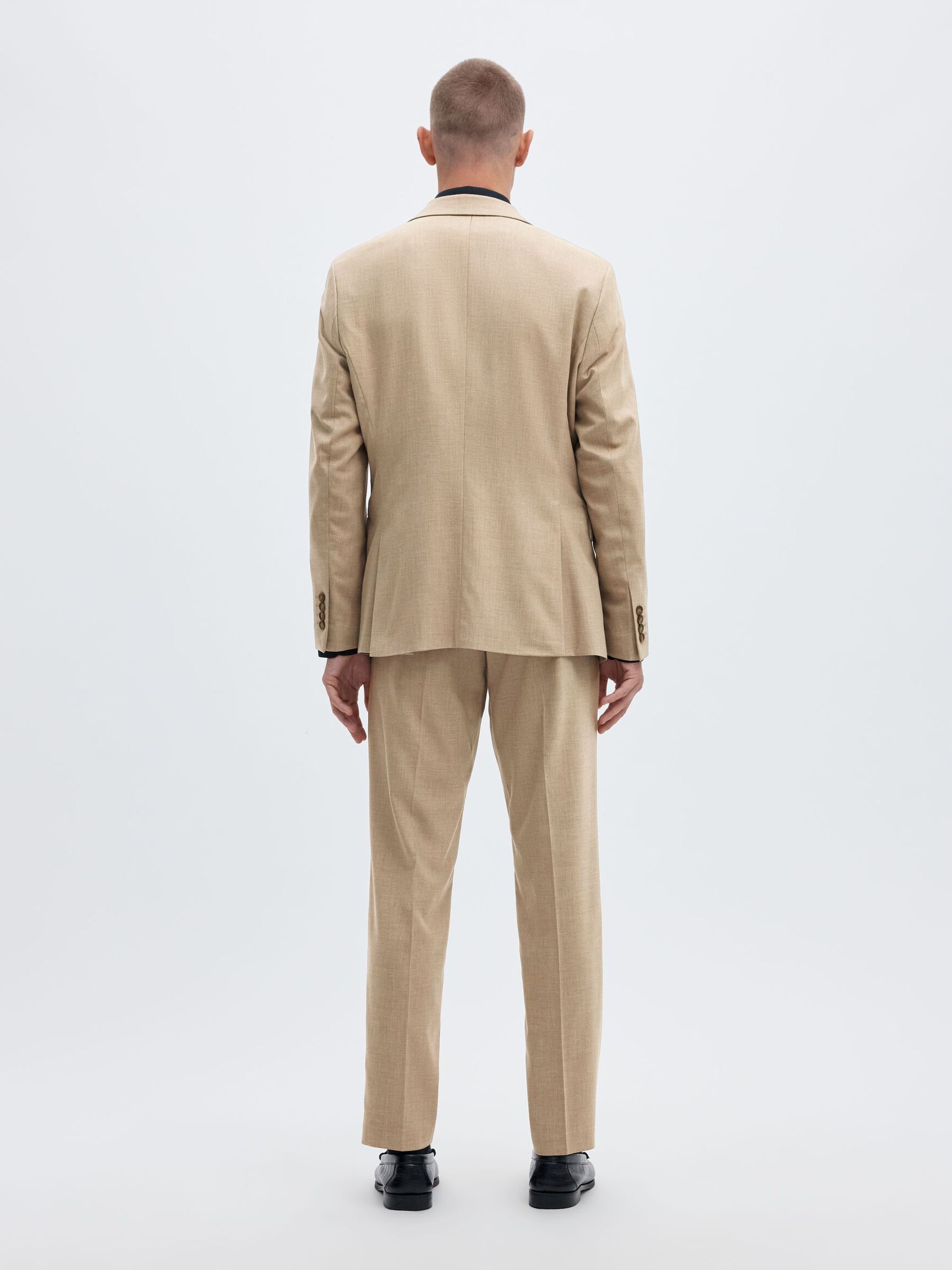 WOVEN WOOL BLEND BLAZER, Sand, highres