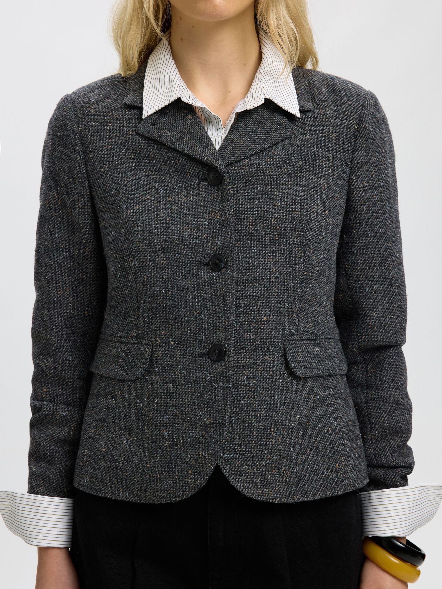 DÜĞMELI KISA BLAZER, Black, highres