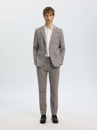 SLIM FIT SINGLE-BREASTED BLAZER, Dark Sand Melange, highres